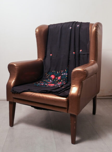 Black Saree with Floral Embroidery