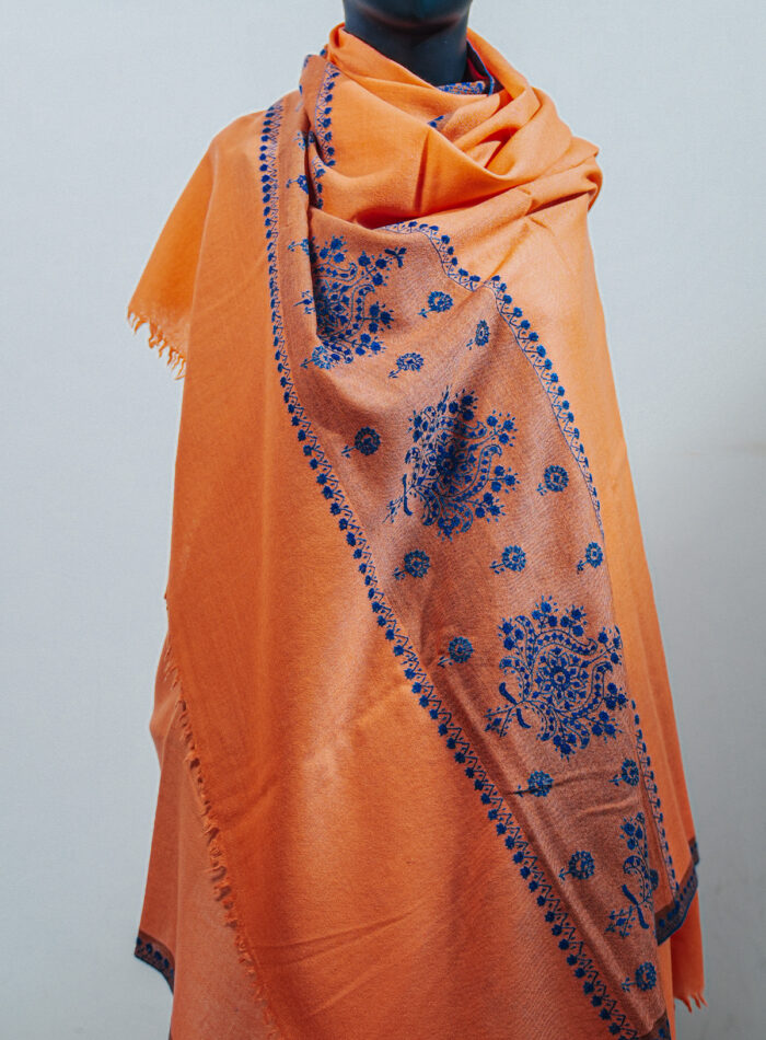 Double shaded peach woolen shawl - Image 1